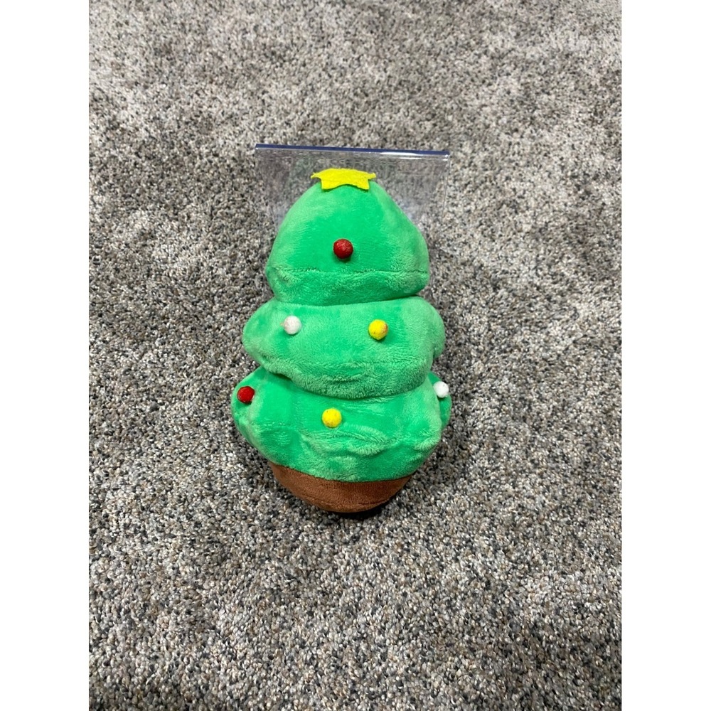 Daiso Christmas Tree Plush Stuffed Toy Green Holiday Decor with Star Pom Poms